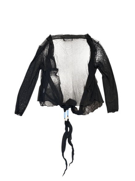 Cardigan noir « MariaGraziaSeven » en mesh avec longue attache 