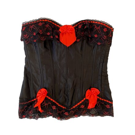 Vintage Bustier Corset Noir &amp; Rouge