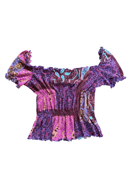 Top « GDE » violet Y2K avec élastique à la taille 