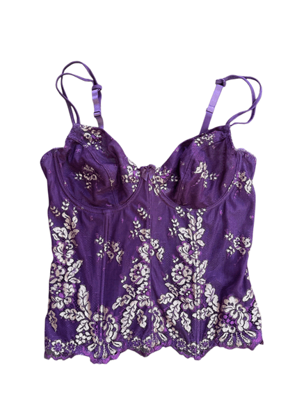 Corset violet avec broderie 