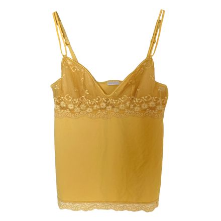 Vintage Top jaune à dentelle