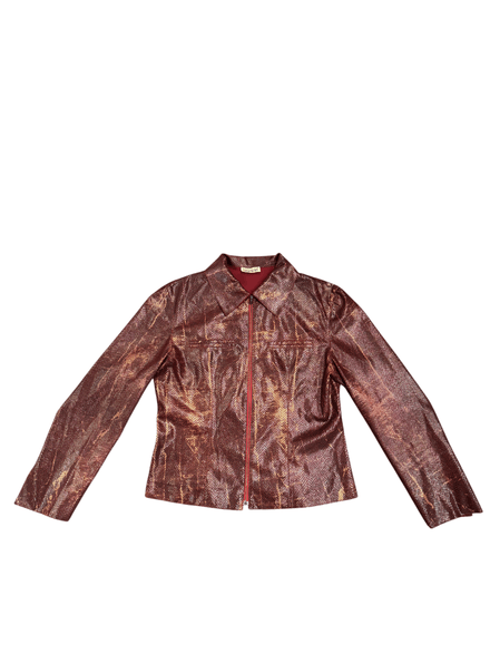 Veste rouge irisée « CocoNuda » effet peau de serpent 