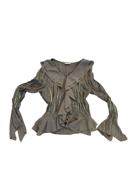 Chemise « Nuopai » taupe avec bandes irisées