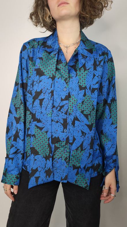 Chemise vintage motif bleu