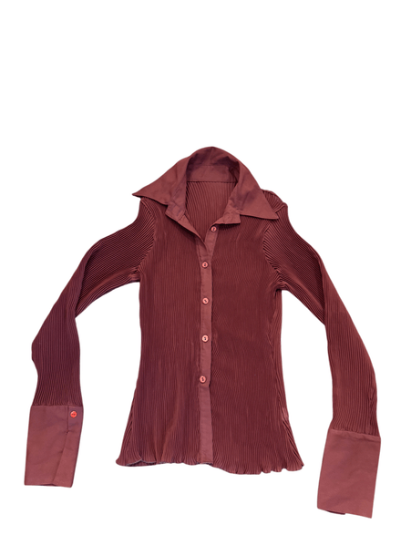 Chemise rouge effet plissé 