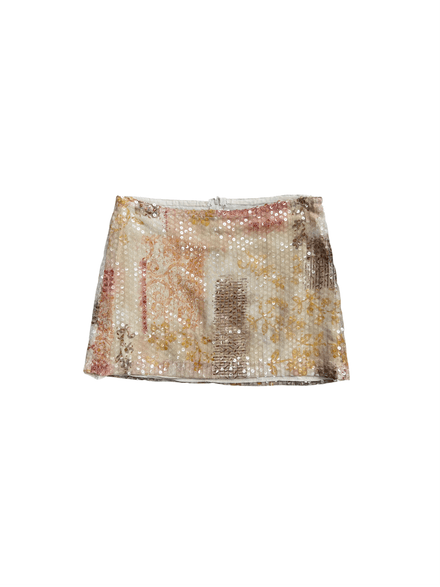 Mini jupe beige en sequin 