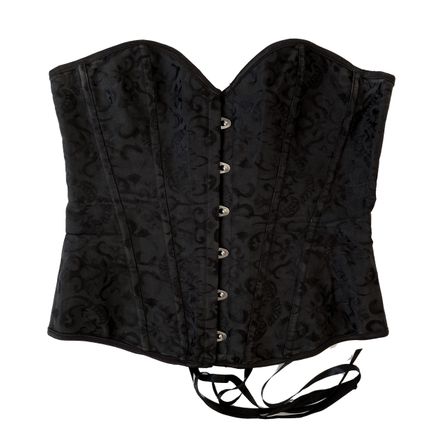 Vintage Corset Brocart Noir Lacé