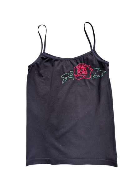 Top Y2K noir imprimé « rose »