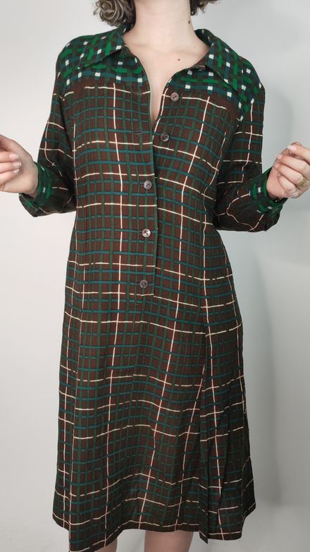 Robe vintage vert et brun