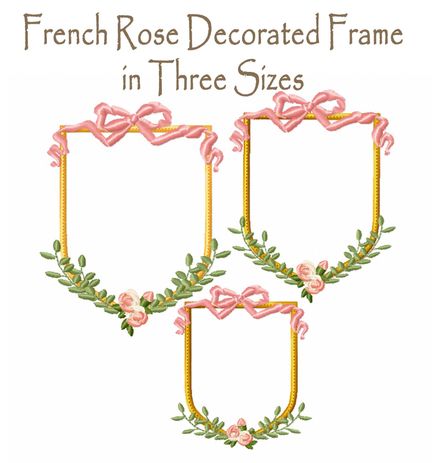 French Rose Decorated Monogram Frame in 3 Sizes