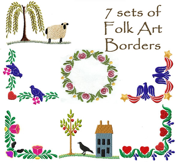 Seven sets of folkart borders..1-7 inclusive