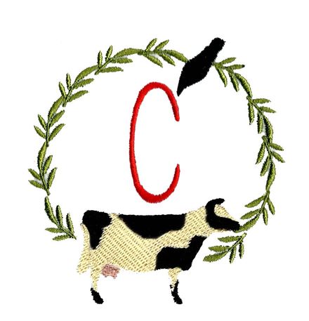 Folk Art Monograms 6 (Cow)