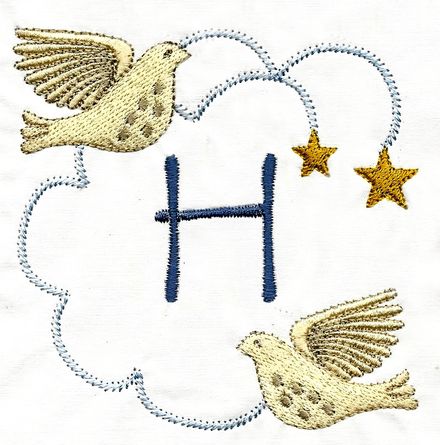 Folk Art Monograms 17 (Doves)