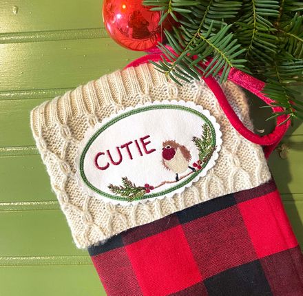 ROBIN Christmas stocking label