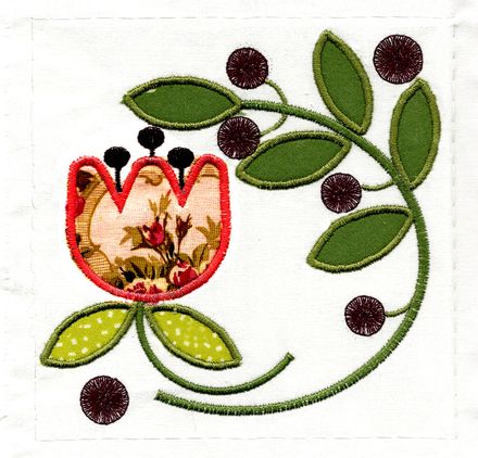 Folksy Tulip Applique Quilt Square in 3 sizes