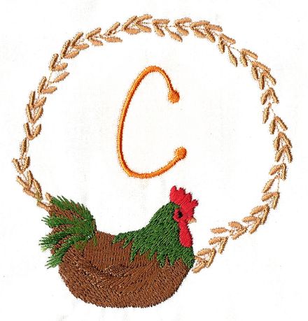 Folk Art Monograms 13 (Rooster)