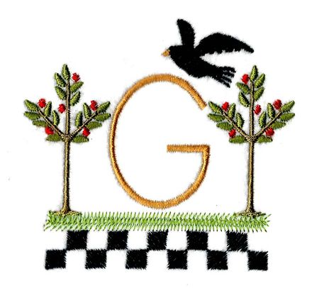 Folk Art Monograms 9 (Apple Trees)