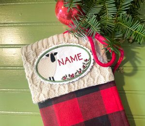 SHEEP Christmas stocking label