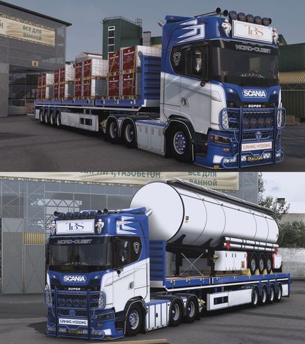 [ETS2] Scania NG 770S V8+4 Axle Flatbed Trailer