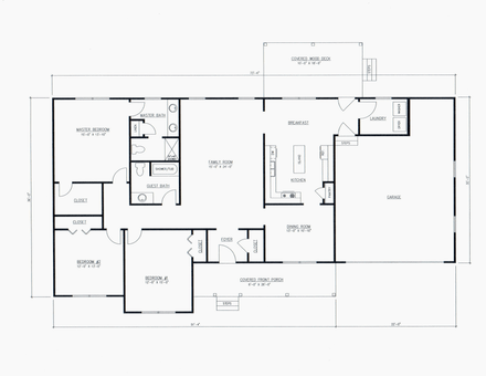 Simple 3 bedrooms and 2 bath floor plan 1800 sq ft with instant pdf download.