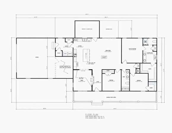 Simple 3 bedroom 2 bath house plan floor plan. Great layout 2000 sq ft. 