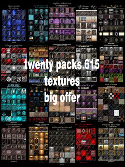 twenty packs 615 pieces textures for imvu  big offer 65% off