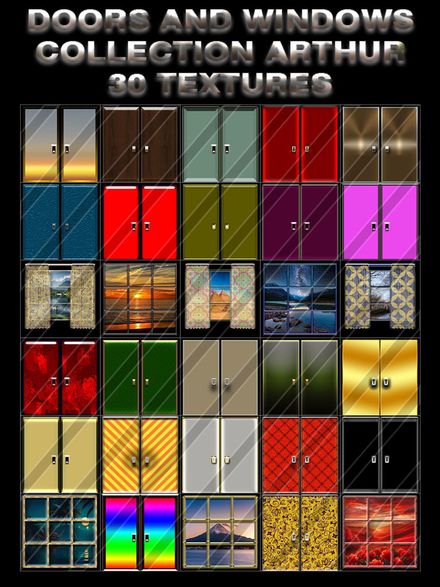 DOORS AND WINDOWS COLLECTION ARTHUR 30 TEXTURES NEW PACK FOR IMVU CREATORS