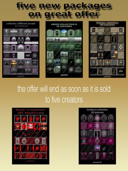 five new packages 150 textures  for imvu 