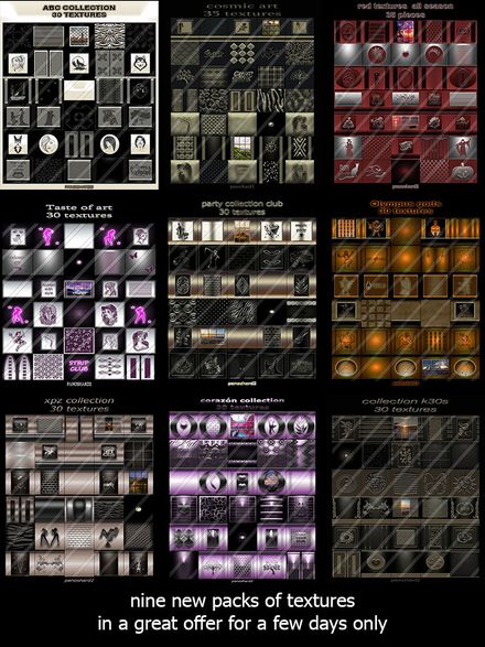 nine new packs of textures in a great offer for today  