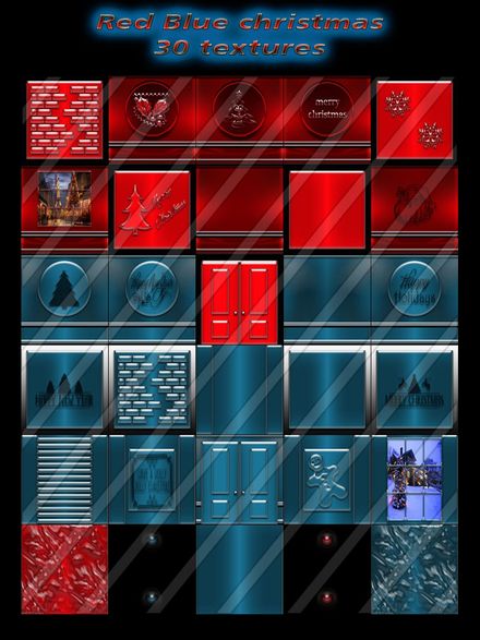 Red Blue christmas 30 textures new pack for imvu