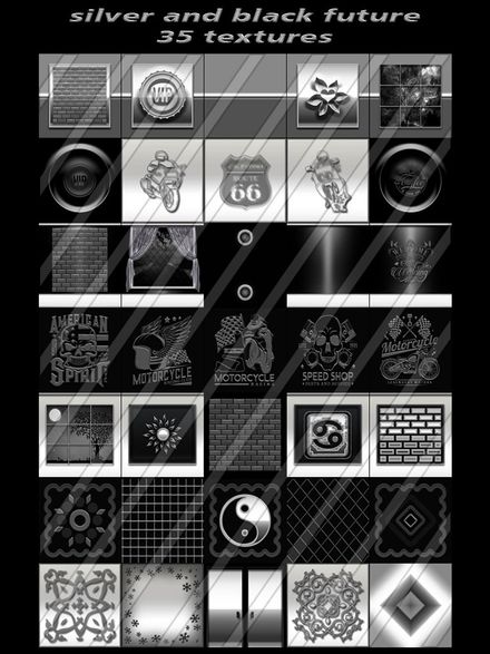 silver and black future 35 textures new pack for imvu
