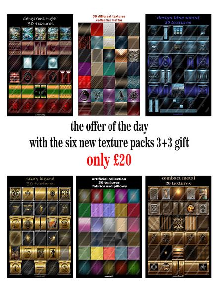 the offer of the day with the six new texture packs 3+3 gift