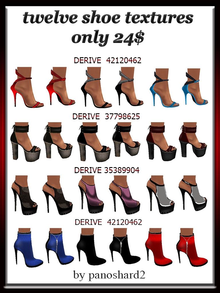 Twelve shoes textures for imvu