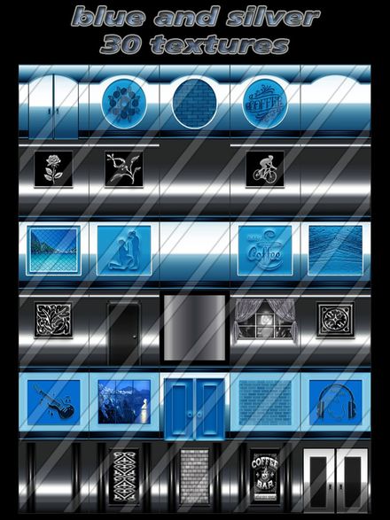 blue and silver 30 textures for imvu new pack 