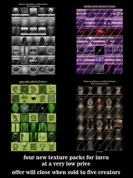 four new texture packs for imvu at a very low price 