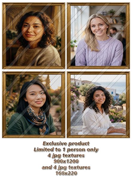 four oil textures paintings of women for a profile picture