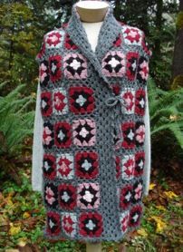 Shawl Collar Granny Square Wrap