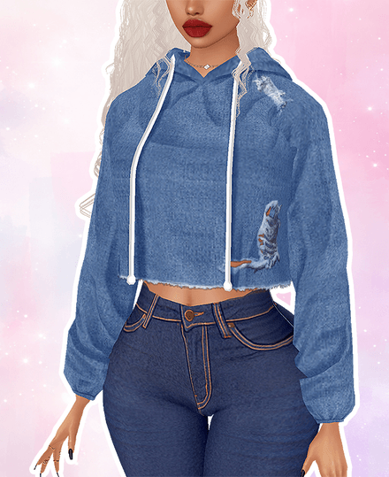 MESH - Torn Denim Hoodie 