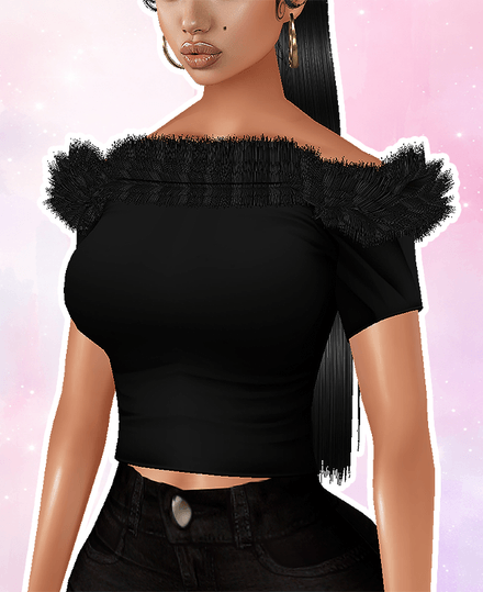 MESH - Fur Trim T-Shirt