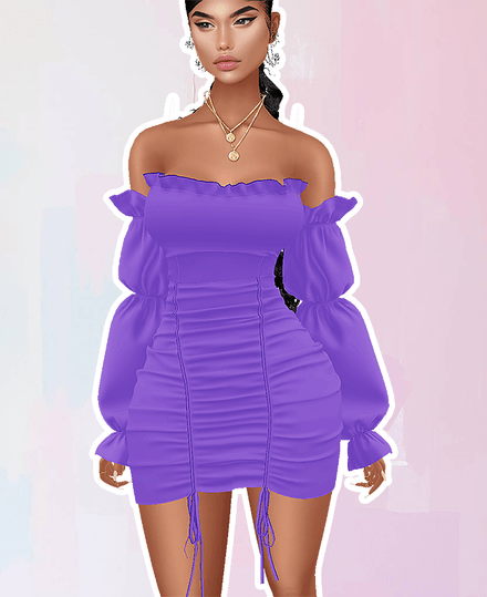 MESH - Off Shoulder Purple Dress