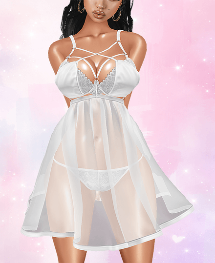 MESH - White Lace Babydoll Set