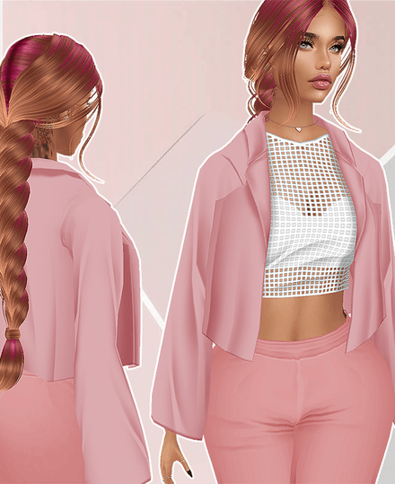 MESH - Pink Blazer &amp; Mesh Top