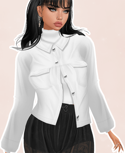 MESH - White Denim Collar Jacket