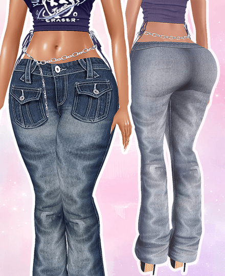 MESH - Chain Flare Jeans