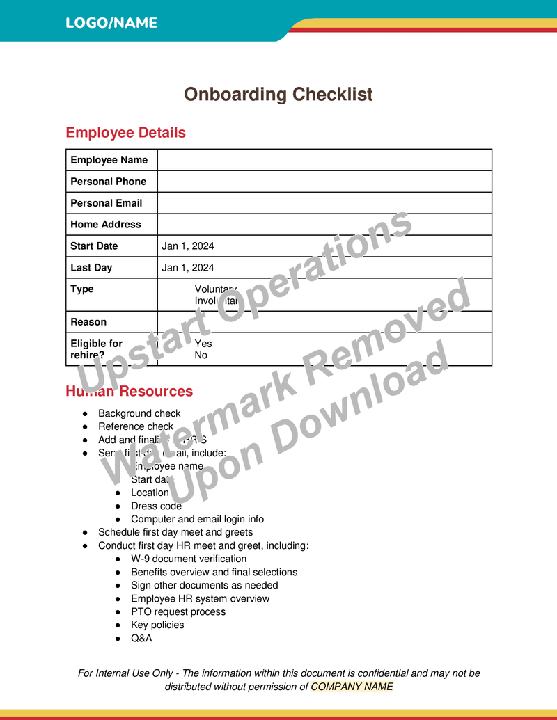 Onboarding Checklist