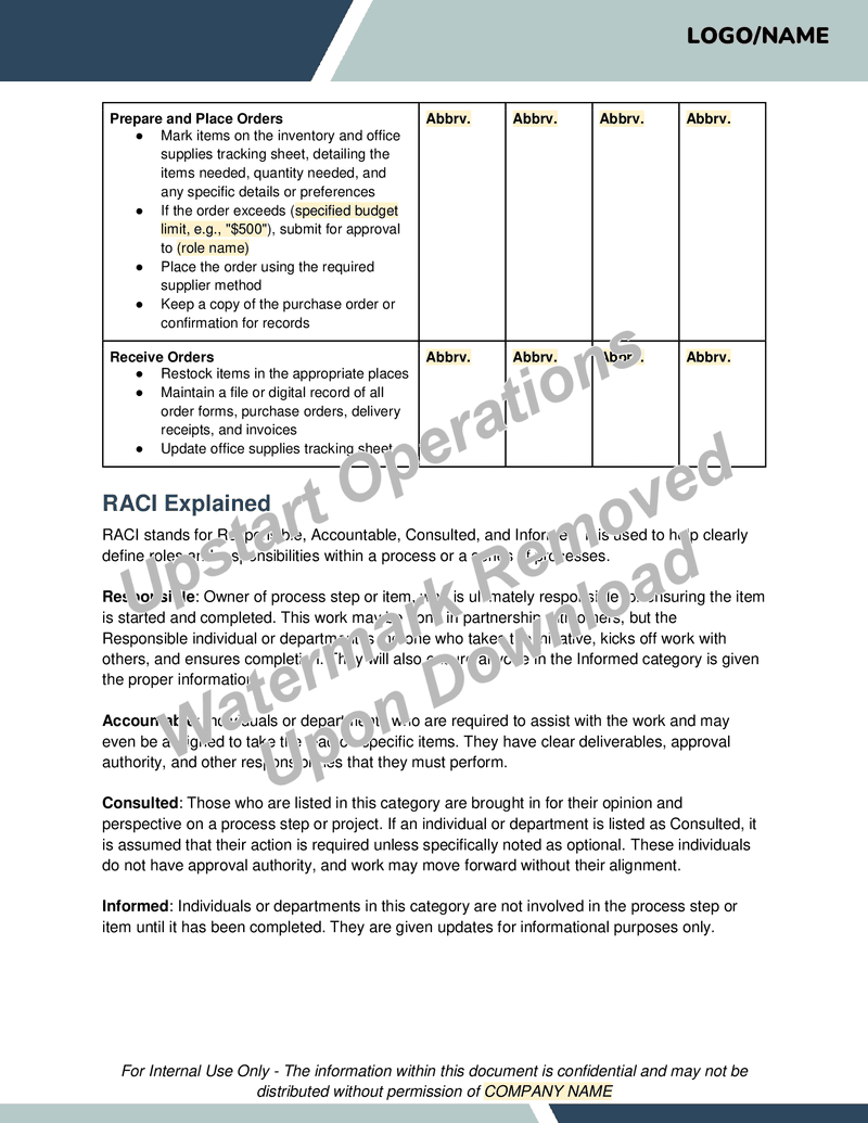 Office Supply Ordering SOP (Standard Operating Procedure)