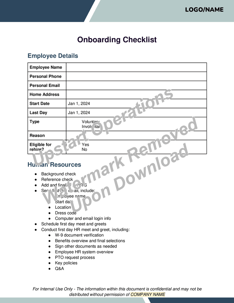 Onboarding Checklist