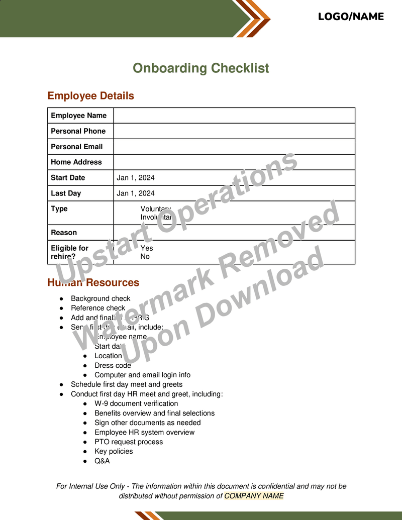 Onboarding Checklist