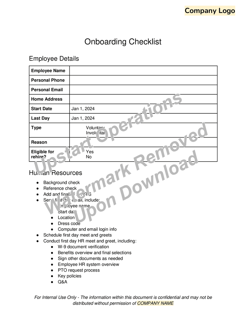 Onboarding Checklist