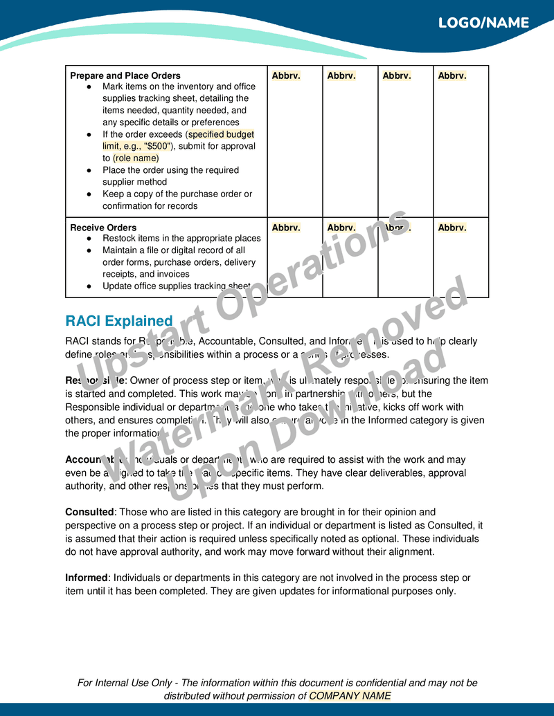 Office Supply Ordering SOP (Standard Operating Procedure)